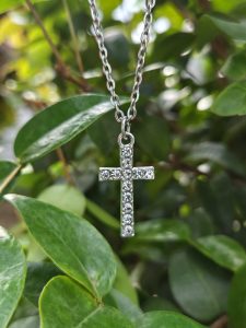 classic cubic zirconia pave cross pendant necklace