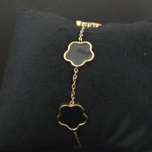 clover flower enamel station chain bracelet