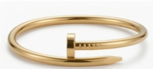 minimalist gold tone wrapped nail bangle bracelet