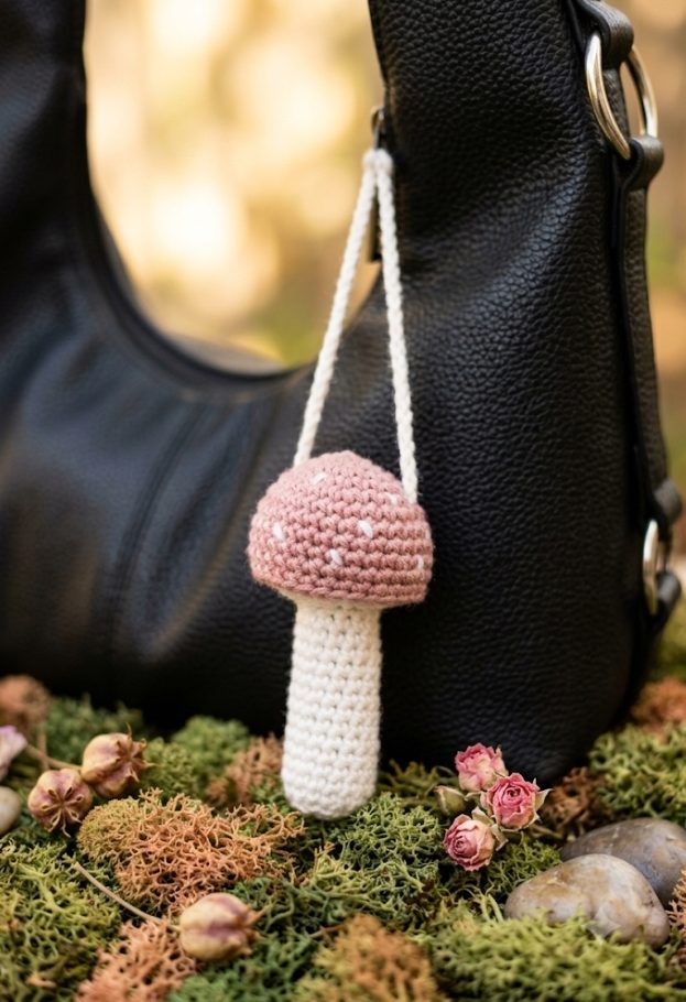 cottagecore mushroom bag charm